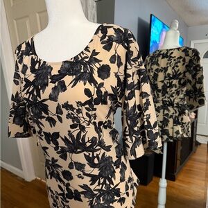 Floral Black and Cream Blouse